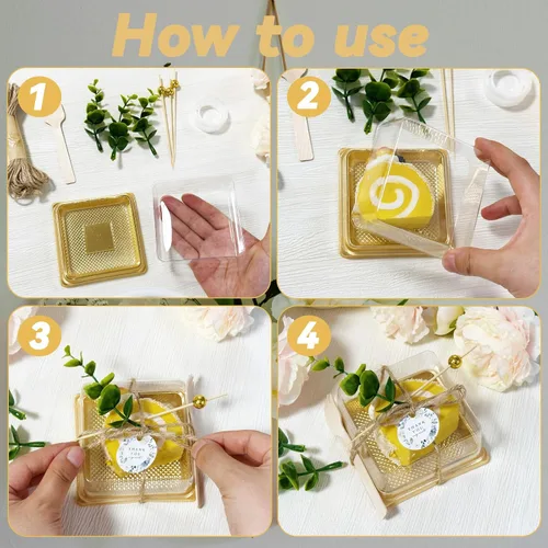 Miniatura 6 de 50 juegos de mini recipientes para pasteles con tapas, cúpulas de charcutería con tapas transparentes, cajas cuadradas individuales para cupcakes