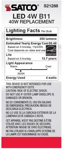 Miniatura 6 de Satco 6Pk 4w B11 LED 3000K base media esmerilada regulable - 40 W equiv