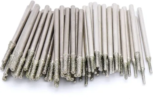 0.093 in Shank Diamond Grinding Head Burr Aguja Punto Grabado Grabado Pulido Vidrio Jade Piedra Brocas Herramientas Rotativas, Dia 0.5MM 10PCS
