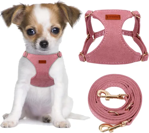 CHEDE Arnés sin tirones para cachorro y correa multifunción para perro - Juego de 8 colores, suave, ajustable, no ahorca, a prueba de escape, lindo,