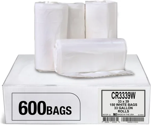 Miniatura 12 de Aluf Plastics Bolsas de basura de 45 galones, 40 x 46 pulgadas, color blanco (paquete de 100), para baño, hogar, oficina y basura ligera, rollos sin