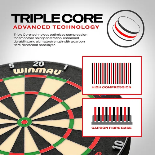 Miniatura 5 de WINMAU Professional Bristle Dartboard - PDC Tournament Board with Official Tournament Specifications - Available in Blade 6 Single, Dual, Triple