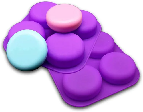 Mose Cafolo 2 moldes de silicona brillante de 4 cavidades de forma redonda para suministros de fabricación de jabón, bombas de baño, barra de loción
