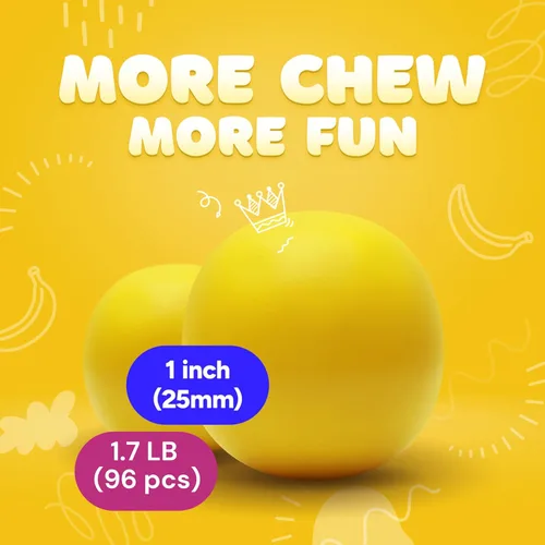 Miniatura 4 de Bolas de chicle para máquina de chicles de 1 pulgada, 1.7 libras, 96 bolas de goma de mascar de plátano para niños
