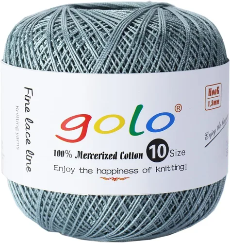 Miniatura 31 de Golo - Bolas de hilo para crochet de algodón tamaño 10, color algodón para crochet D-Fresa D078-fresa