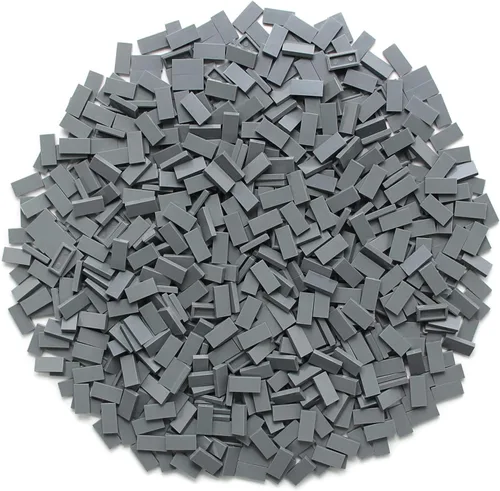 Miniatura 3 de Ladrillo plano de 700 piezas de 1×2 en gris azulado oscuro, bloques de construcción a granel para superficies lisas de paredes y pisos, accesorios