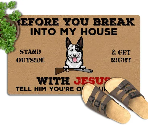 Miniatura 9 de Tapete para puerta de 30 x 18 pulgadas, nombre del perro cuando visitas la casa de mi perro, tapete personalizado de bajo perfil para interiores