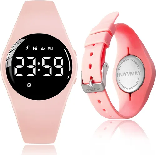 Kids Pedometer Fitness Watch Without App/Bluetooth, Rechargeable Sports Watch with 21-Day Battery Life, IP68 Waterproof Watch with Alarm Clock Timer