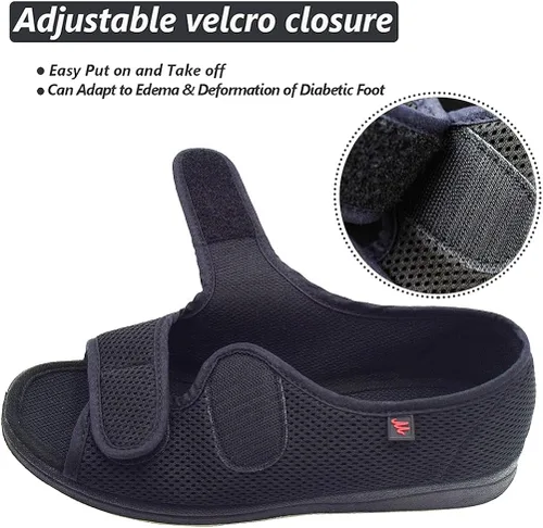 Miniatura 3 de WLESVAGO Sandalias diabéticas para mujer ancho ajustable para artritis y edema zapatos MS7008