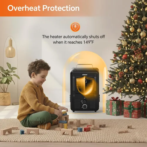 Miniatura 2 de Shinic Calentador Milkhouse de 1500 W, calentador utilitario Milkhouse con termostato ajustable, protección contra sobrecalentamiento y vuelco