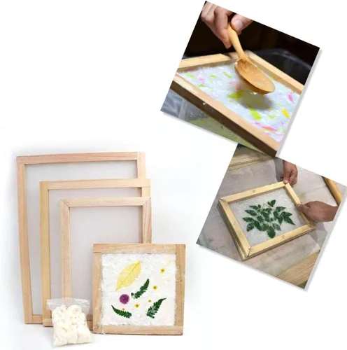 Miniatura 6 de Worown - Molde para hacer papel tamaño A6, molde de fabricación de papel de madera natural, marco de 5 x 7 pulgadas para manualidades de papel