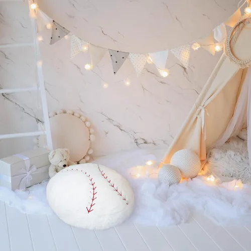 Miniatura 3 de OurHonor Peluche de béisbol, almohada de béisbol de 18 pulgadas, suave y esponjosa, juguete de peluche de béisbol relleno cómodo, cojín decoración