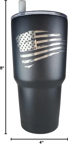 Miniatura 9 de Gadsden Flag Don't Tread On Me - Vaso patriótico de 30 onzas – Taza de viaje con bandera estadounidense – Taza de viaje para café patriótico – Vaso