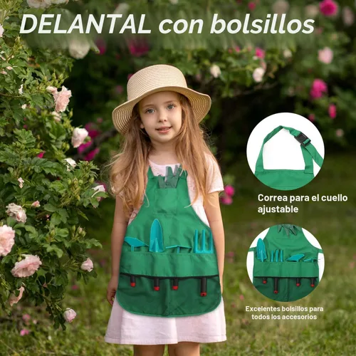 Miniatura 3 de CUTE STONE - Juego de herramientas de jardinería para niños, juguetes de jardín con carretilla, regadera, guantes de jardinería, rastrillo manual
