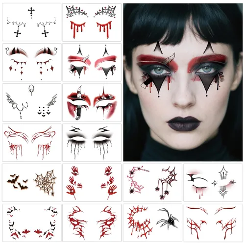 Miniatura 11 de 124 tatuajes temporales de Halloween que brillan en la oscuridad para niños, calcomanías de tatuaje falsas luminosas impermeables para fiesta