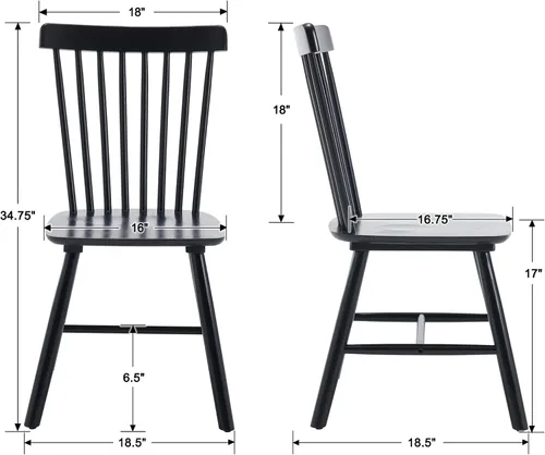Miniatura 3 de LZAREAL Juego de 4 sillas de comedor de madera estilo granja, sillas de cocina modernas de mediados de siglo, sillas de comedor francesas Windsor