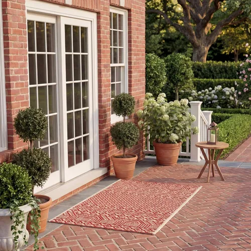 Miniatura 45 de SAFAVIEH Alfombra lavable para exteriores, colección Courtyard de 2.3 x 6.7 pies, beige y azul aguamarina, no desprende pelusa y es fácil
