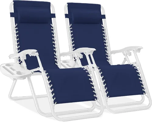 Miniatura 55 de Best Choice Products - Juego de 2 sillas reclinables y ajustables de malla y acero, sillas con sensación gravedad cero con cojines y bandejas