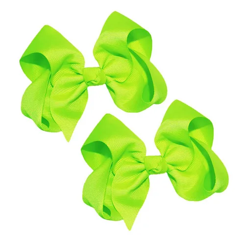 Miniatura 24 de WEBB DIRECT2U Juego de dos lazos para el pelo de grogrén sólido de 4 pulgadas, pinzas de cocodrilo, color verde manzana