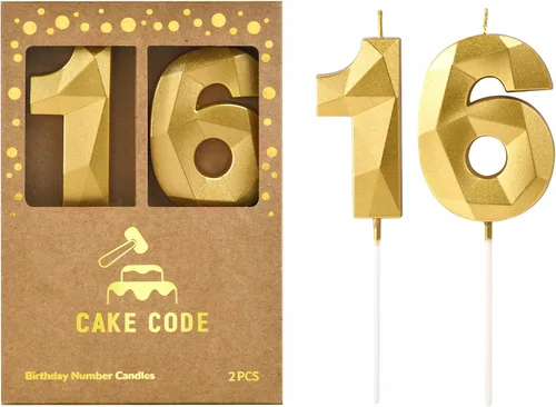 Miniatura 21 de Velas de 7 cm de Oro Cristal Número 17 para Pastel de Cumpleaños, Velas de Oro y Número para Celebración de Fiesta