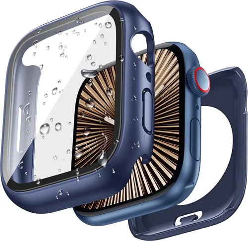 Miniatura 13 de 3 en 1 Goton Estuche impermeable duro para Apple Watch, protector de pantalla de 40mm, cubierta frontal de vidrio templado protectora completa