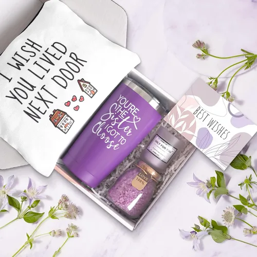 Miniatura 2 de Regalos de cumpleaños para mejores amigas, canasta de spa, regalos de amistad únicos para mujeres, hermana, mejor amiga (morado)