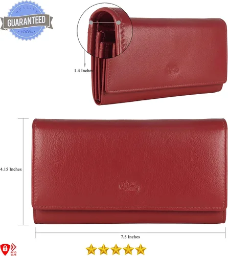 Miniatura 5 de Mou Meraki - Billetera o bolsa de mano de cuero genuino, con bloqueo de seguridad RFID, con escudo contra el robo de identidad, para mujeres
