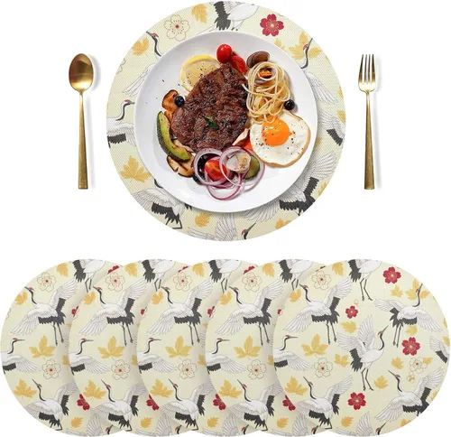 Miniatura 3 de Elegant White Cranes PVC Plate Mat, Washable Heat Resistant Mats for Kitchen one sizex6