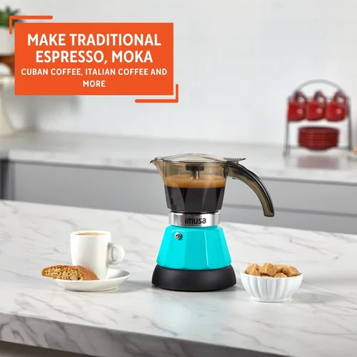 Miniatura 6 de IMUSA Cafetera Eléctrica de Espresso de 3 o 2 Tazas, Verde Azulado