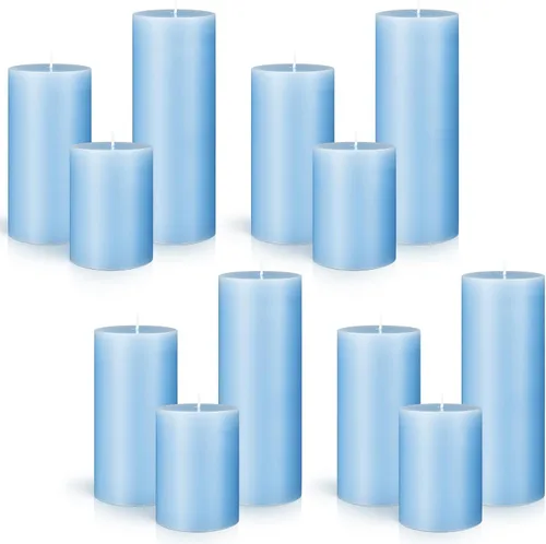 Miniatura 12 de Sumind Juego de 12 velas de pilar a granel de 3 x 4 pulgadas, 6 pulgadas, 8 pulgadas, sin goteo, sin perfume, velas largas y limpias para bodas, Rosa