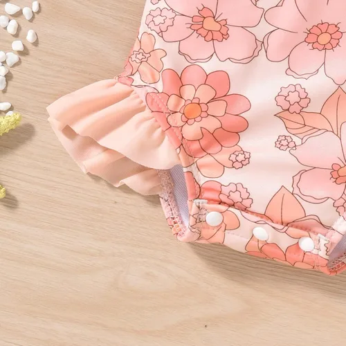 Miniatura 5 de Aalizzwell - Traje de baño de una pieza de manga larga para bebé niña con sombrero