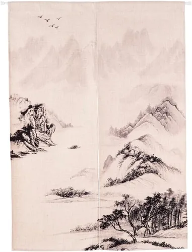 Miniatura 12 de Cortina japonesa Noren para puerta, impresión de caballo de tinta china, tapiz para entrada, decoración del hogar, 33.5 x 35.5 pulgadas