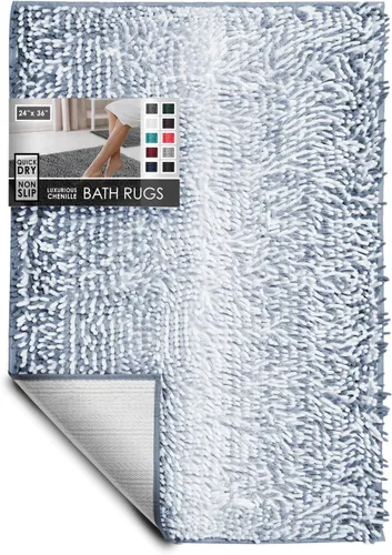 Miniatura 126 de Hearth & Harbor Alfombras de baño, tapete de baño de chenilla - Alfombras de baño lavables a máquina para baño con respaldo antideslizante de goma