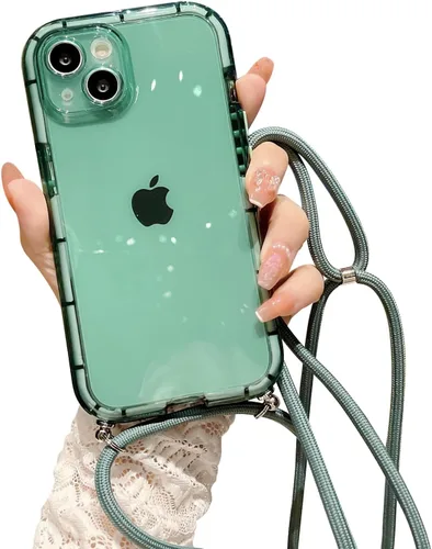 Miniatura 15 de Funda transparente para iPhone 13 Pro Max con cordón cruzado, delgada, translúcida, a prueba de golpes, suave, con correa de hombro ajustable
