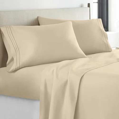 Miniatura 36 de YIYEA - Juego de sábanas tamaño King, sábanas de hotel de lujo de 1800 hilos de microfibra cepillada para cama tamaño King - Extra suaves, bolsillo