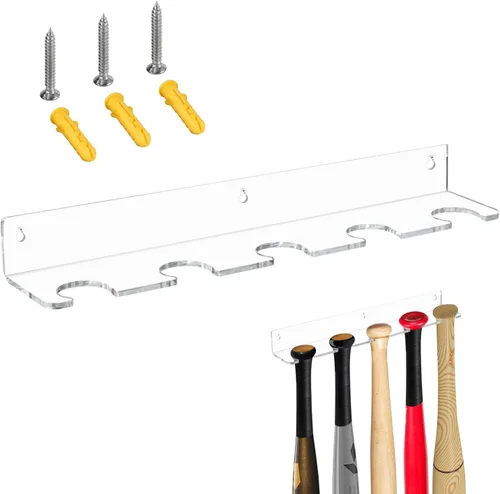 Miniatura 7 de Percha de exhibición de bate de béisbol para 5 bates o pelotas – Soporte vertical para bate y béisbol – Mejor que el vitrina Acrílico resistente