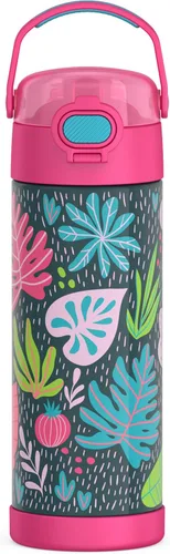 Miniatura 11 de THERMOS FUNTAINER Botella de acero inoxidable con aislamiento al vacío de 16 onzas con tapa ancha de canalón, Rosa Neón