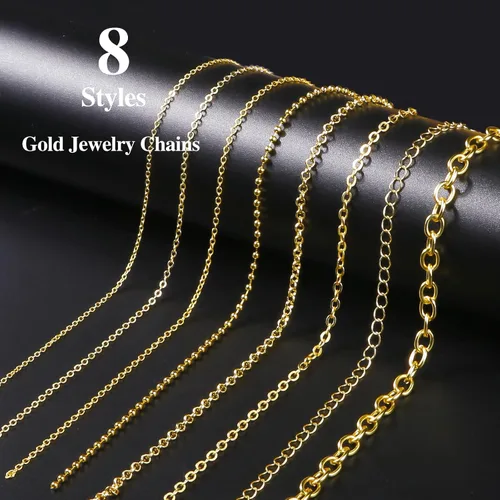 Miniatura 2 de Ecoofor Cadenas de collar de oro para hacer joyas, 62.3 pies, 8 rollos de cadenas de joyería para hacer collares, pulseras y joyas con anillos
