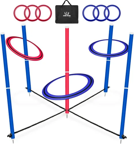 Swooc Juegos - King Toss™ | Juego gigante de lanzamiento de anillos para niños y adultos (4 pies x 4 pies) | Juegos gigantes al aire libre