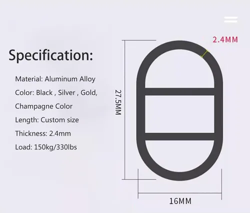 Miniatura 5 de Varilla colgante de pared para armario, barra de armario impermeable personalizada, barra de armario de aleación de aluminio con base de brida