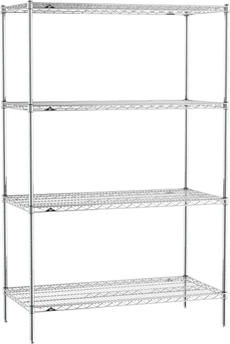 Metro EZ2448NC-4 Super Erecta - Estantería de alambre industrial de 4 estantes, cromada, 24 "x 48" x 74.5" Cromado