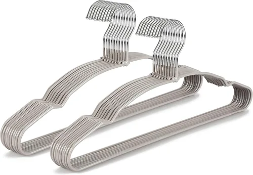 TOPIA HANGER Paquete de 20 perchas de metal antideslizantes que ahorran espacio, colgador de alambre recubierto de goma resistente para abrigos,