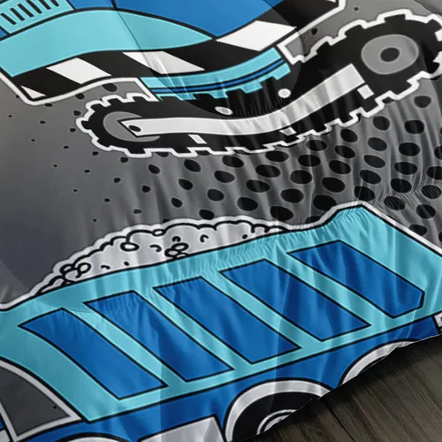Miniatura 7 de Juego de ropa de cama de coche de dibujos animados para niños, edredón de vehículos de construcción para niños, juego de camión de maquinaria con 1