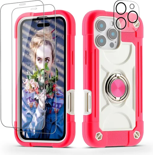 Miniatura 121 de Funda para iPhone 11 de 6.1 pulgadas con soporte de anillo, con 2 protectores de pantalla de vidrio, resistente a los golpes, resistente a