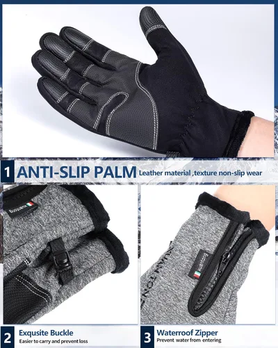 Miniatura 5 de JaGely 4 pares de guantes de invierno para hombres y mujeres, guantes de nieve impermeables, guantes cálidos para pantalla táctil, guantes