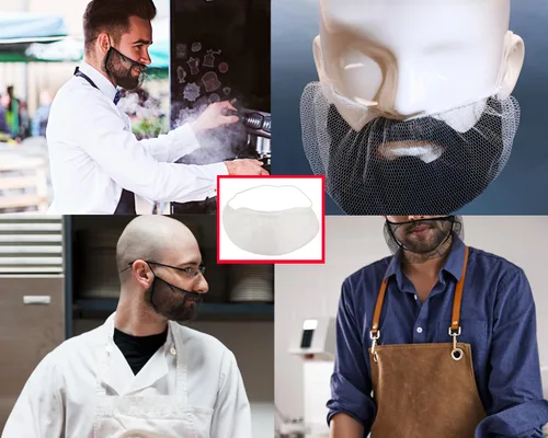 Miniatura 4 de ONLYKXY 50 piezas de cubierta de barba de nailon blanco protector de barba para hombres, servicio de alimentos, cocina, limpieza, construcción