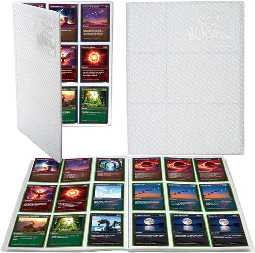 Monster Binder - Álbum de tarjeta coleccionables, 9 bolsillos para tarjetas, retiene 360 de Yugioh, Magic, y Pokémon Páginas blancas Holofoil