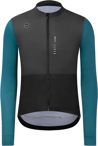 GCRFL Camiseta de ciclismo para hombre, manga larga, camiseta de ciclismo de carretera, bolsillo con cremallera, ligera, ajuste profesional UPF 50+