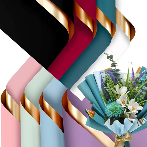 Outus 160 hojas de papel de regalo de flores de doble color, grueso, impermeable, papel de regalo a granel para manualidades, embalaje de regalo,