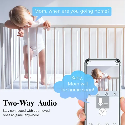 Miniatura 2 de OOSSXX Cámara de seguridad interior de audio de 2.7 K con resolución de 2,7 K, monitor de bebé y monitor de mascotas, aplicación gratuita, PTZ Nanny